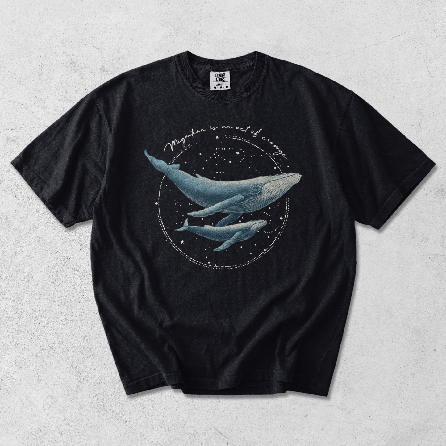 Migration is an act of courage whale shirt