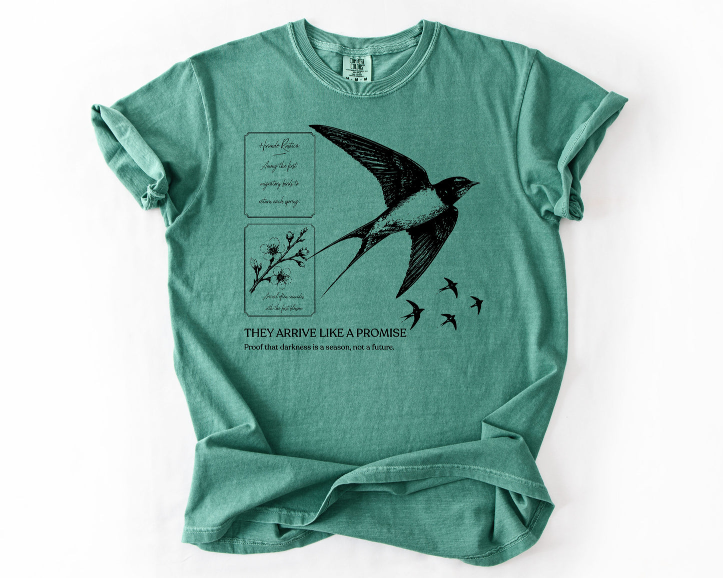 Light green t-shirt with bird graphic – hope shirt