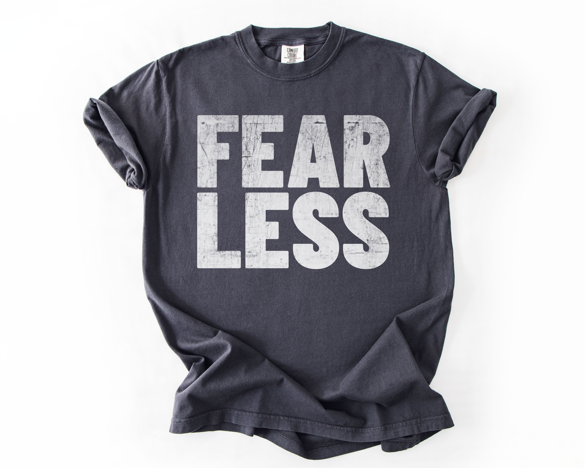 Graphite t-shirt with Fear Less graphic – human rights shirt