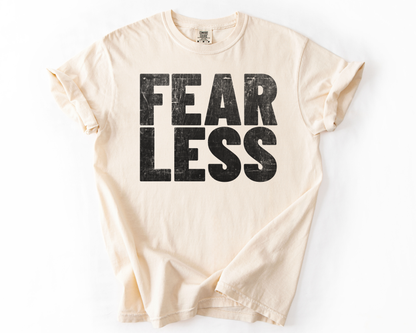 Ivory t-shirt with Fear Less graphic – social justice shirt