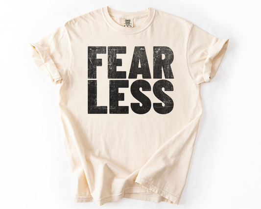 Ivory t-shirt with Fear Less graphic – social justice shirt