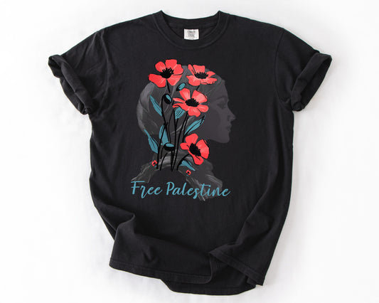 FREE PALESTINE vintage poppy tee