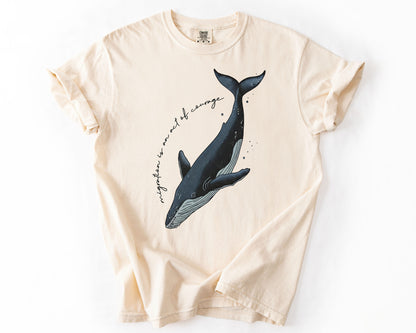 Ivory t-shirt with mother and calf whale migration graphic – migration shirt