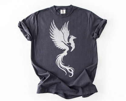 Graphite t-shirt with Phoenix Rising graphic – feminist shirt