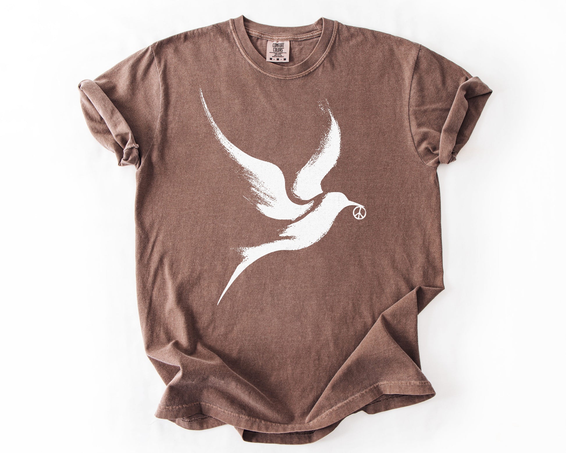 Espresso t-shirt with peace dove graphic – peace shirt