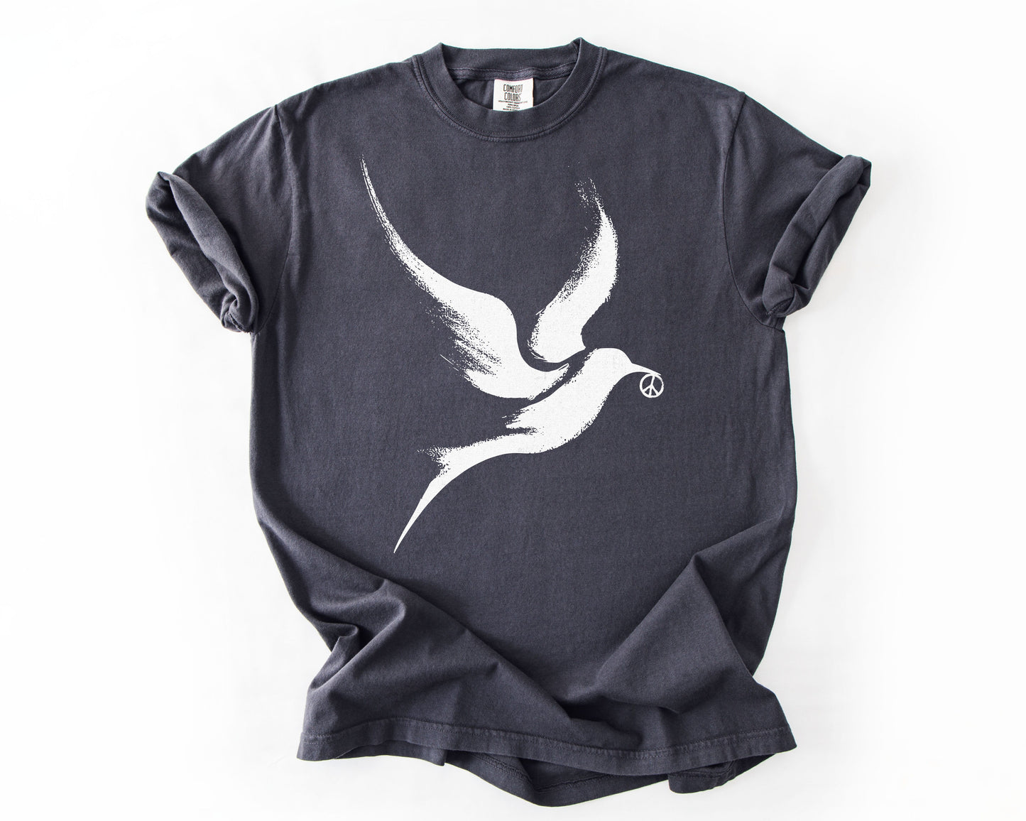 Graphite t-shirt with peace dove graphic – peace shirt