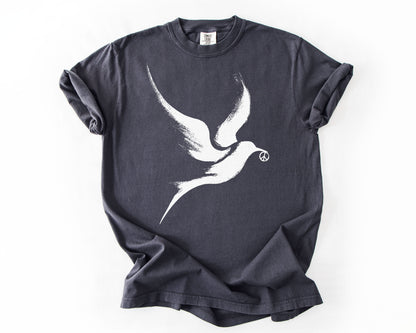 Graphite t-shirt with peace dove graphic – peace shirt