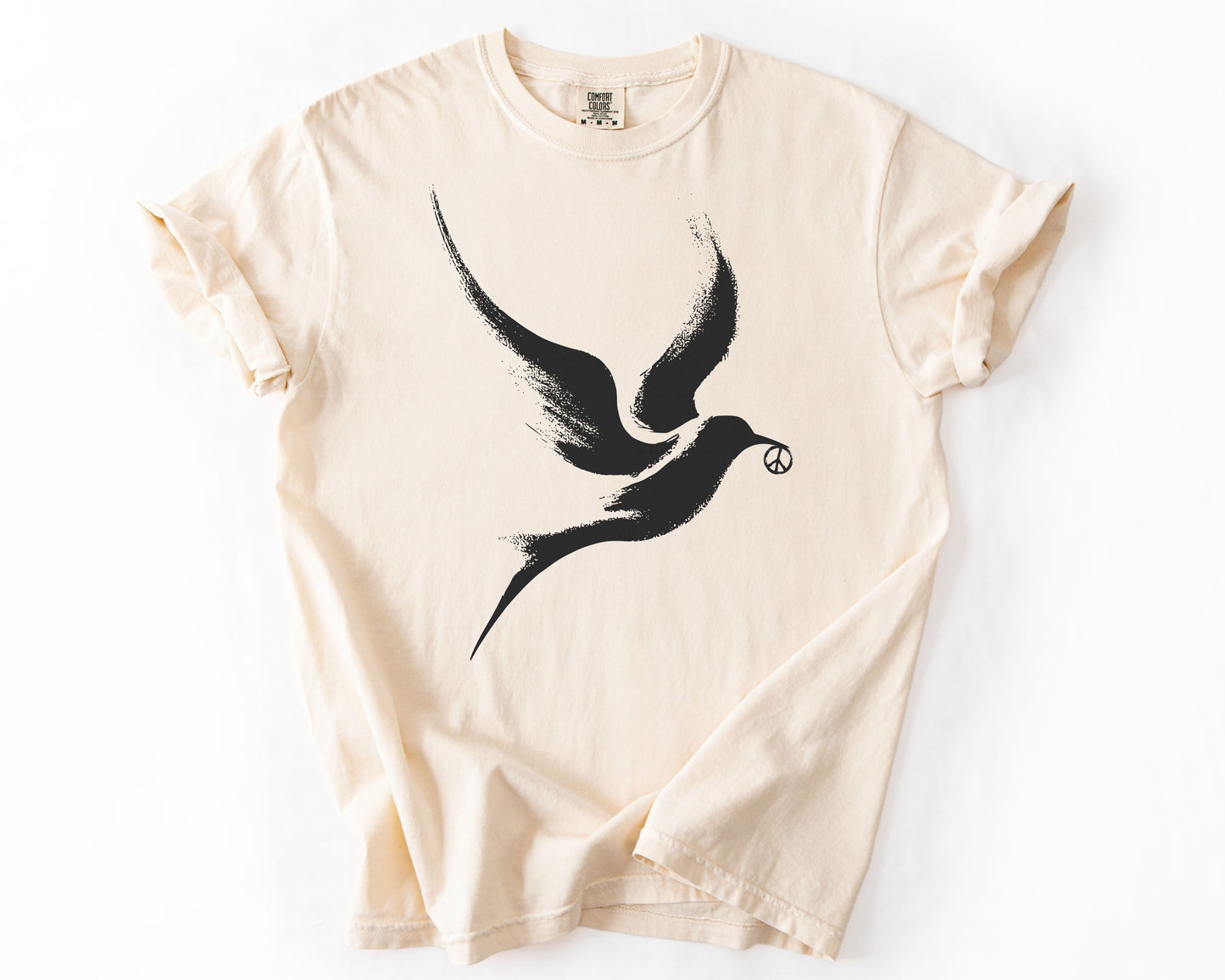 Ivory t-shirt with peace dove graphic – peace shirt