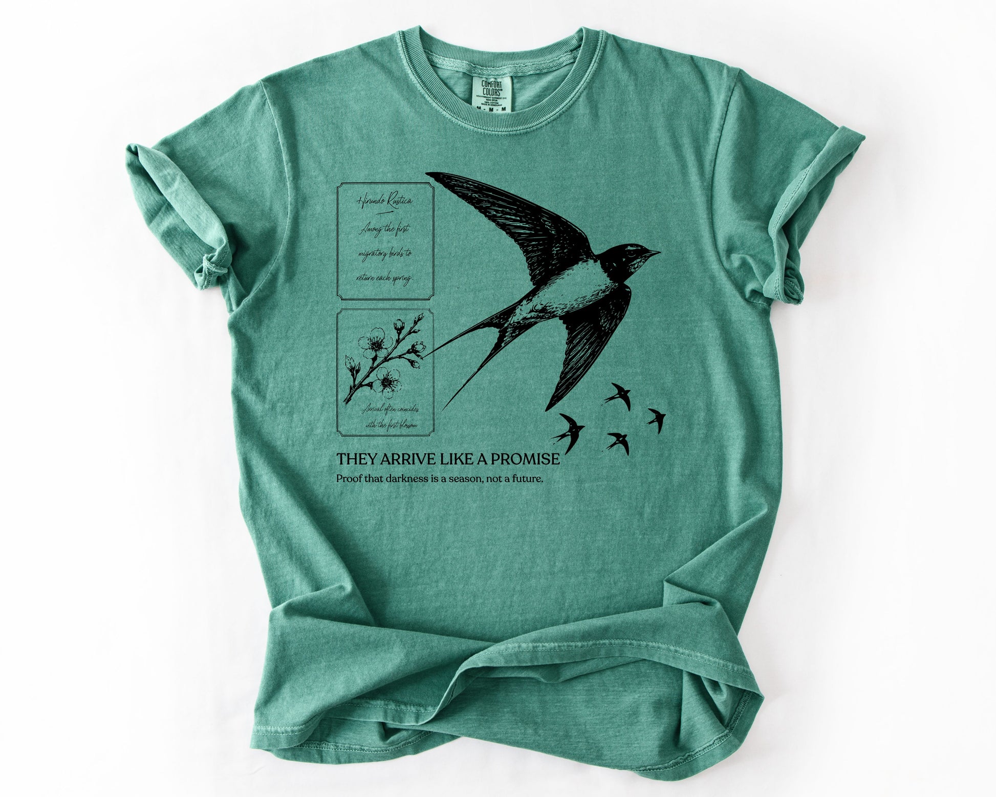 Light green t-shirt with bird graphic – hope shirt