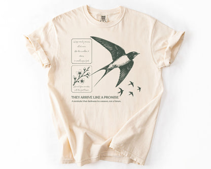 Ivory t-shirt with bird graphic – human rights shirt