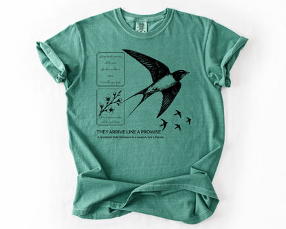 Light Green t-shirt with bird graphic – resilience