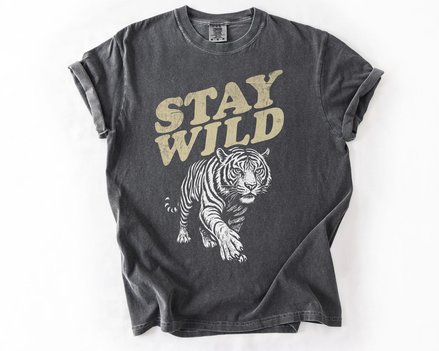 Pepper t-shirt with Stay Wild tiger graphic – women's rights shirt